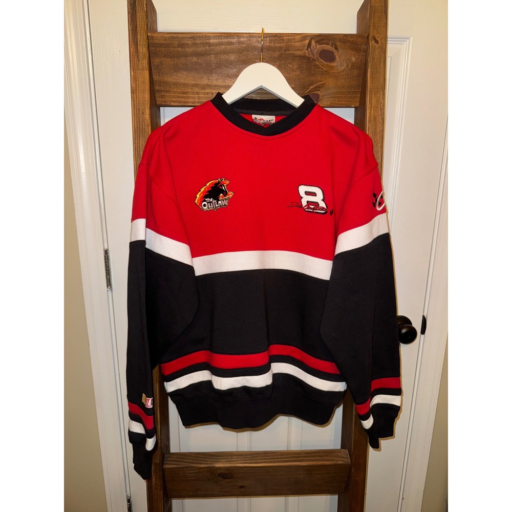 Mens Red Black White Dale Earnhardt Jr NASCAR The Outlaw 8 Race Sweatshirt
